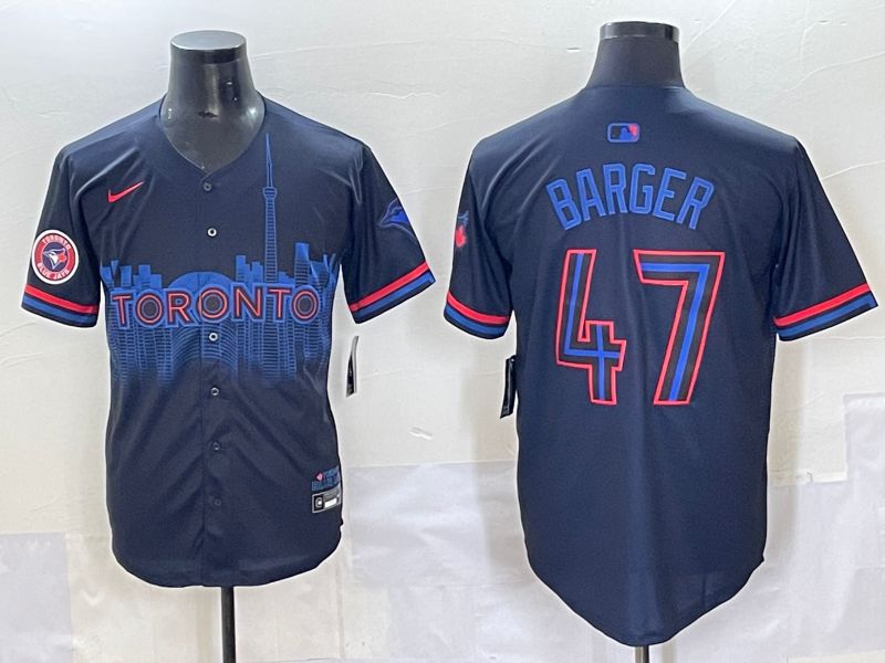 Men 2025 Toronto Blue Jays #47 Barger Black Joint Name Nike MLB Jersey style 11